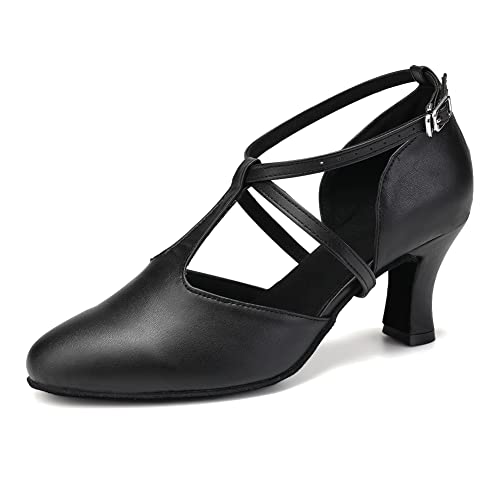 TINRYMX Damen Latin Tanzschuhe Salsa Tango Ballsaal Tanzschuhe,L272-Schwarz-6CM,40 EU von TINRYMX