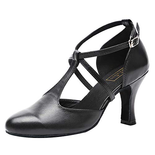 TINRYMX Damen Latin Tanzschuhe Salsa Tango Ballsaal Tanzschuhe,L272-Schwarz-7.5CM,37 EU von TINRYMX