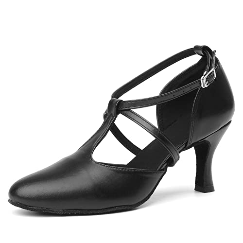 TINRYMX Damen Latin Tanzschuhe Salsa Tango Ballsaal Tanzschuhe,L272-Schwarz-7.5CM,39 EU von TINRYMX