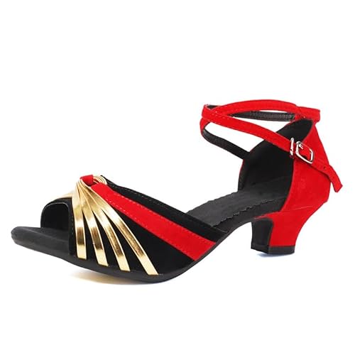 TINRYMX Damen Latin Tanzschuhe Salsa Tango Ballsaal Training Tanzschuhe,DY08-rosso-3.5CM,41 EU von TINRYMX