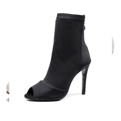 TINRYMX Tanzschuhe latein Damen Salsa Tango Ballsaal Leistung Tanzschuhe,QJW1022-Schwarz-10CM,40EU von TINRYMX