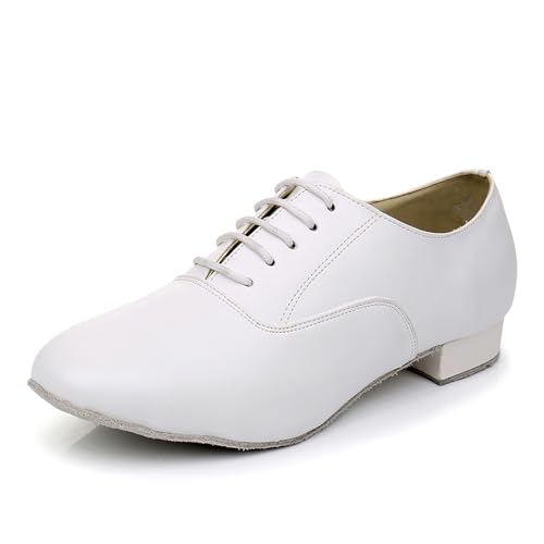 TINRYMX Tanzschuhe latein Herren Atmungsaktiv Tango Salsa ballsaal Tanzschuhe,8002-Weiß-2.5CM,39 EU von TINRYMX
