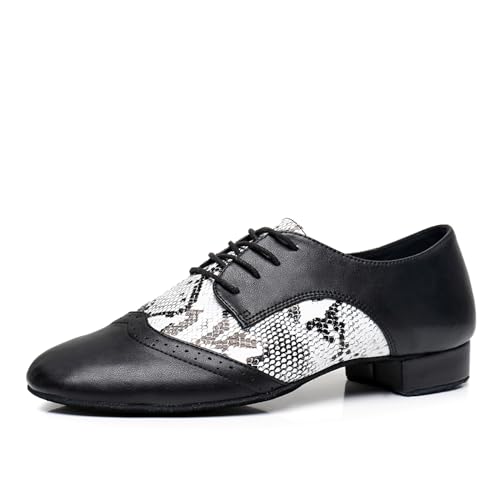 TINRYMX Tanzschuhe latein Herren Atmungsaktiv Tango Salsa ballsaal Tanzschuhe,8011-Schwarz-2.5CM,44 EU von TINRYMX