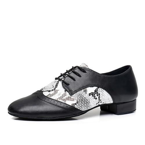 TINRYMX Tanzschuhe latein Herren Atmungsaktiv Tango Salsa ballsaal Tanzschuhe,8011-Schwarz-2.5CM,45 EU von TINRYMX