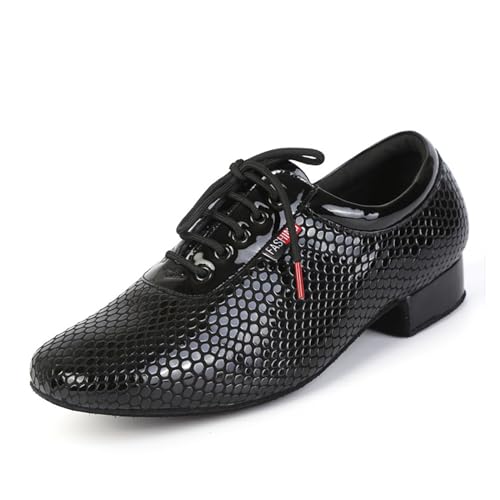 TINRYMX Tanzschuhe latein Herren Atmungsaktiv Tango Salsa ballsaal Tanzschuhe,LHD401SPW-Schwarz-2CM,42EU von TINRYMX