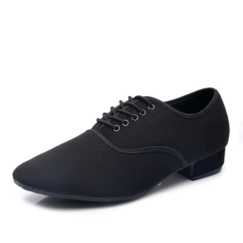 TINRYMX Tanzschuhe latein Herren Atmungsaktiv Tango Salsa ballsaal Tanzschuhe,LPM2-Schwarz-2.5CM,43EU von TINRYMX