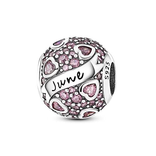 TINSLO Damen Charm Anhänger Geburtsstein für Armband 925 Sterling Silber 12 Geburtsstein Charms Beads passend für Pandora Armband, Kompatibel mit Europäischen Armband und Halskette für Frauen Mädche von TINSLO
