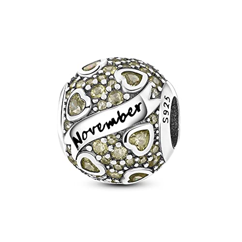 TINSLO Damen Charm Anhänger Geburtsstein für Armband 925 Sterling Silber 12 Geburtsstein Charms Beads passend für Pandora Armband, Kompatibel mit Europäischen Armband und Halskette für Frauen Mädche von TINSLO