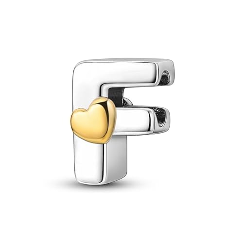 TINSLO Charm Anhänger Damen Buchstabe F für Armband 925 Sterling Silber Charms Beads passend für Pandora Armband und Halskette, Kompatibel mit Europäischen Armbänder für Frauen Mädchen KJC874 von TINSLO