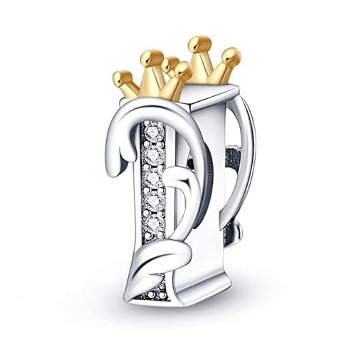 TINSLO Charm Anhänger Damen Buchstabe I für Armband 925 Sterling Silber Charms Beads passend für Pandora Armband und Halskette, Kompatibel mit Europäischen Armbänder für Frauen Mädchen von TINSLO