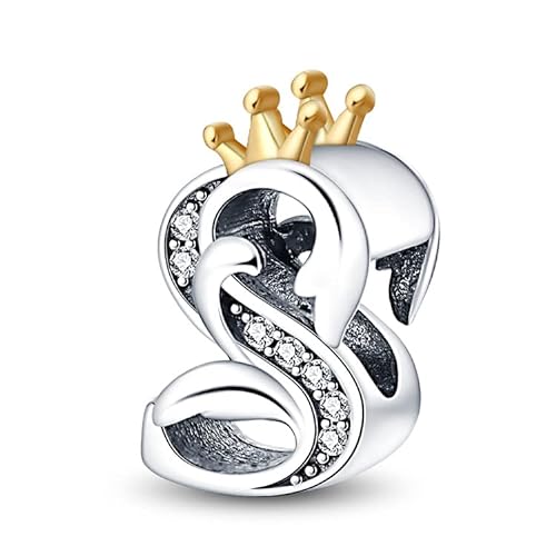 Charm Anhänger Damen Buchstabe S für Armband 925 Sterling Silber Charms Beads passend für Pandora Armband und Halskette, Kompatibel mit Europäischen Armbänder für Frauen Mädchen von TINSLO