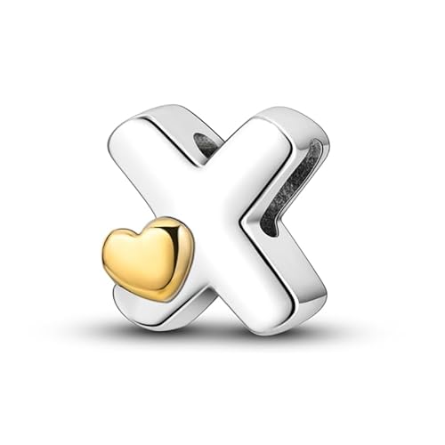 TINSLO Charm Anhänger Damen Buchstabe X für Armband 925 Sterling Silber Charms Beads passend für Pandora Armband und Halskette, Kompatibel mit Europäischen Armbänder für Frauen Mädchen KJC874 von TINSLO