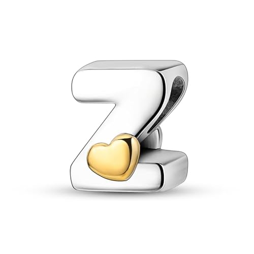 TINSLO Charm Anhänger Damen Buchstabe Z für Armband 925 Sterling Silber Charms Beads passend für Pandora Armband und Halskette, Kompatibel mit Europäischen Armbänder für Frauen Mädchen KJC874 von TINSLO