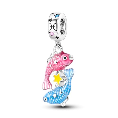 TINSLO Charm Anhänger Sternzeichen für Damen Armband 925 Sterling Silber 12 Sternbilder Charms Beads passend für Pandora Halskette, Kompatibel mit Europäischen Armbänder für Frauen Mädchen von TINSLO