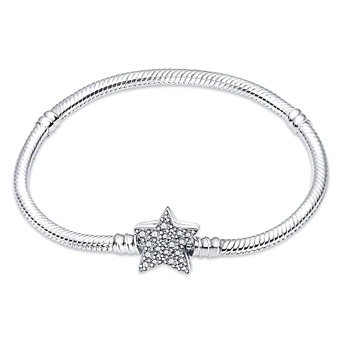Damen Armband 925 Sterling Silber, Armbänder mit Herz Verschluss Moments Schlangen Gliederarmband Armkette Valentinstag Muttertag Geburtstags Weihnachten Geschenk für Frauen Freundin Mama von TINSLO