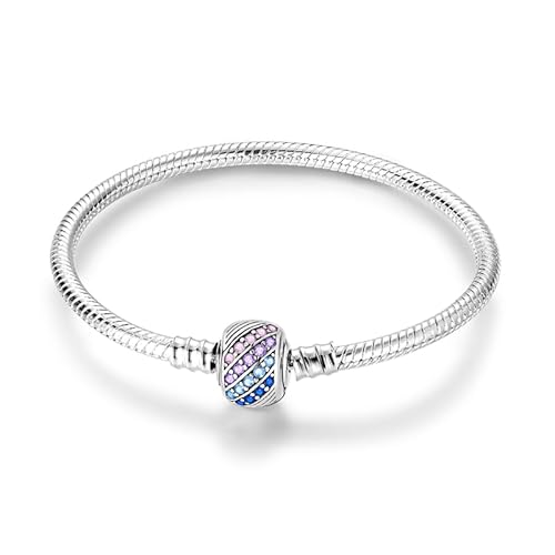 Damen Armband 925 Sterling Silber, Armbänder mit Herz Verschluss Moments Schlangen Gliederarmband Armkette Valentinstag Muttertag Geburtstags Weihnachten Geschenk für Frauen Freundin Mama von TINSLO