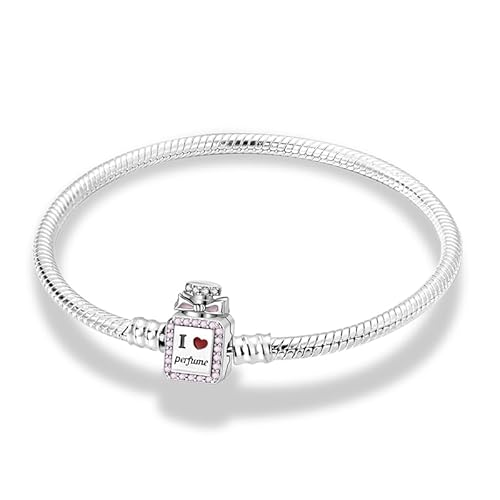 Damen Armband 925 Sterling Silber, Armbänder mit Herz Verschluss Moments Schlangen Gliederarmband Armkette Valentinstag Muttertag Geburtstags Weihnachten Geschenk für Frauen Freundin Mama von TINSLO
