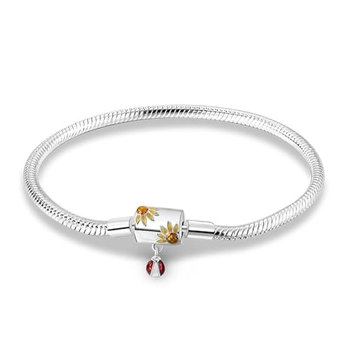 Damen Armband 925 Sterling Silber, Armbänder mit Herz Verschluss Moments Schlangen Gliederarmband Armkette Valentinstag Muttertag Geburtstags Weihnachten Geschenk für Frauen Freundin Mama von TINSLO