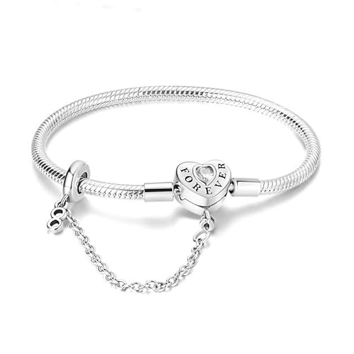 Damen Armband 925 Sterling Silber, Armbänder mit Herz Verschluss Moments Schlangen Gliederarmband Armkette Valentinstag Muttertag Geburtstags Weihnachten Geschenk für Frauen Freundin Mama von TINSLO