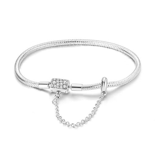 Damen Armband 925 Sterling Silber, Armbänder mit Herz Verschluss Moments Schlangen Gliederarmband Armkette Valentinstag Muttertag Geburtstags Weihnachten Geschenk für Frauen Freundin Mama von TINSLO