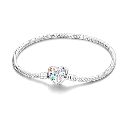 Damen Armband 925 Sterling Silber, Armbänder mit Herz Verschluss Moments Schlangen Gliederarmband Armkette Valentinstag Muttertag Geburtstags Weihnachten Geschenk für Frauen Freundin Mama von TINSLO