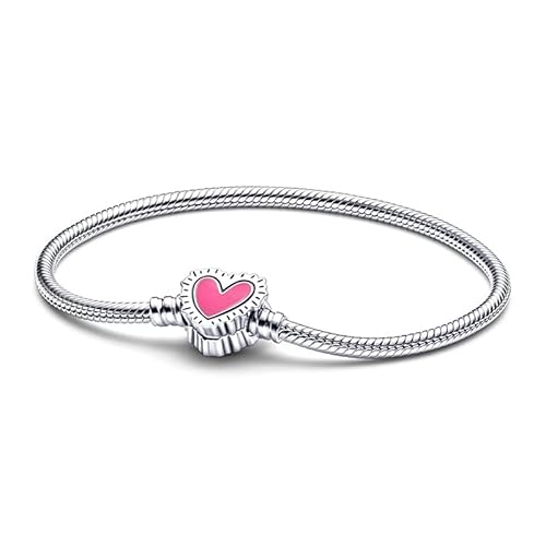 Damen Armband 925 Sterling Silber, Armbänder mit Herz Verschluss Moments Schlangen Gliederarmband Armkette Valentinstag Muttertag Geburtstags Weihnachten Geschenk für Frauen Freundin Mama von TINSLO