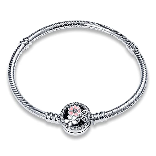 TINSLO Damen Armband 925 Sterling Silber, Armbänder mit Herz Verschluss Moments Schlangen Gliederarmband Armkette Valentinstag Muttertag Geburtstags Weihnachten Geschenk für Frauen Freundin Mama von TINSLO