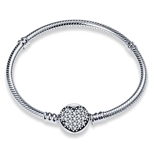 Damen Armband 925 Sterling Silber, Armbänder mit Herz Verschluss Moments Schlangen Gliederarmband Armkette Valentinstag Muttertag Geburtstags Weihnachten Geschenk für Frauen Freundin Mama von TINSLO