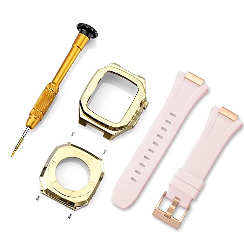 TINTAG Edelstahl-Armband für Apple Watch, Modifikation, 45 mm, 44 mm, 41 mm, Metall-Mod-Kit-Set für iWatch Serie 8, 7, 6, SE, 5, 4, 3, 2, 1, 44MM, Achat von TINTAG