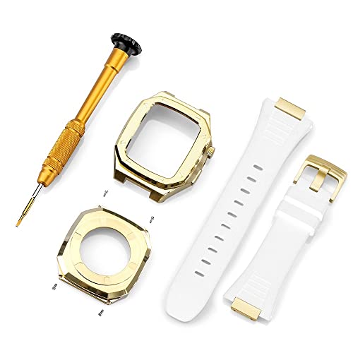 TINTAG Edelstahl-Armband für Apple Watch, Modifikation, 45 mm, 44 mm, 41 mm, Metall-Mod-Kit-Set für iWatch Serie 8, 7, 6, SE, 5, 4, 3, 2, 1, 44MM, Achat von TINTAG