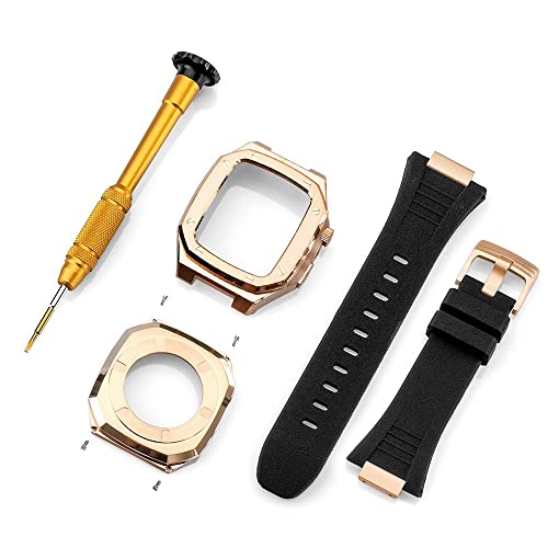 TINTAG Edelstahl-Armband für Apple Watch, Modifikation, 45 mm, 44 mm, 41 mm, Metall-Mod-Kit-Set für iWatch Serie 8, 7, 6, SE, 5, 4, 3, 2, 1, 45 mm, Achat von TINTAG