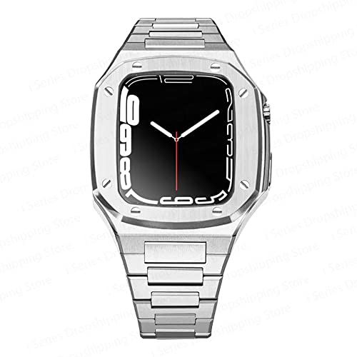 TINTAG Modifikationsset für Apple Watch, 44 mm, 45 mm, Luxus-Gehäuseset, Lünette, Gummiband, Metallgehäuse für iWatch Serie 8, 7, 6, SE, 5, 4, 41 mm, 44MM, Achat von TINTAG