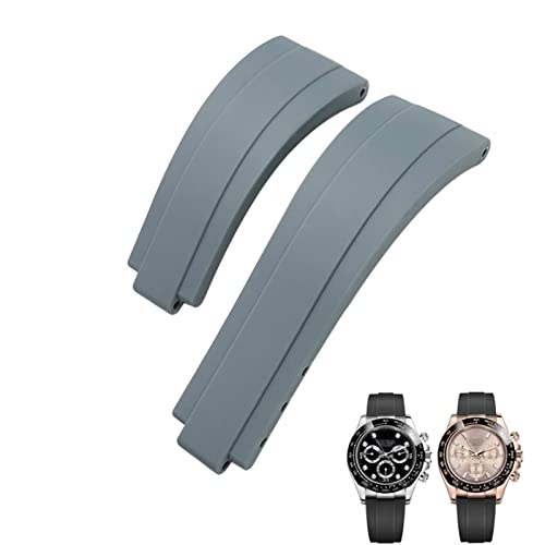 TINTAG Silikon-Armband mit kurzer Schnalle, 20 mm, 21 mm, passend für Rolex Daytona Submariner Role Oysterflex Yacht Master, 20 mm, Achat von TINTAG