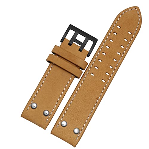 TINTAG Uhrenarmband aus echtem Leder für Hamilton H760250 H77616533, 20 mm, 22 mm, mit Knopfverschluss, 22 mm, Achat von TINTAG