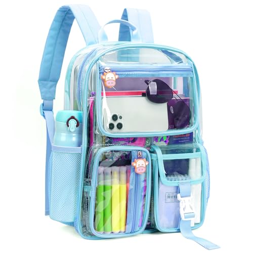 TINYAT Holographic Transparenter Rucksack Durchsichtig Klarer Rucksack PVC Wasserdichte Schulrucksack Stadiongenehmigung Transparent Backpack für Damen Herren von TINYAT
