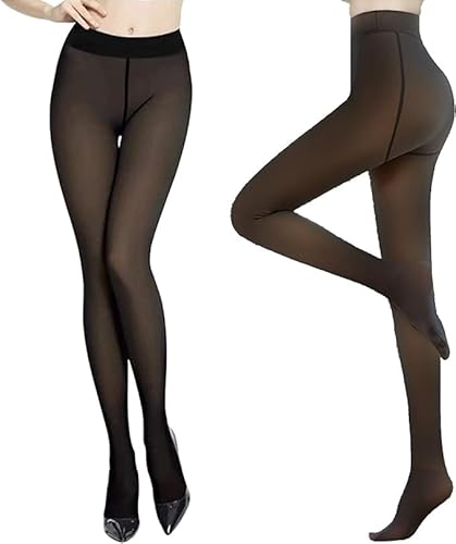 TINYAT Thermo Strumpfhose Damen Perfekt Beine Winter Thermostrumpfhosen für Damen Fleece Abnehmen Gefütterte Strumpfhose Gefälschte Durchscheinend Plüschstrümpfe Pantyhose Warme Leggings für Frauen von TINYAT