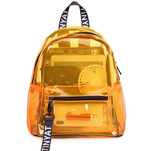 TINYAT Transparenter Rucksack, Transparenter Durchsichtig Damen Rucksack, Wasserdicht, super PVC, lässiger Rucksack,Damen-Einkaufs-Dating-Pack, T9051 Orange von TINYAT
