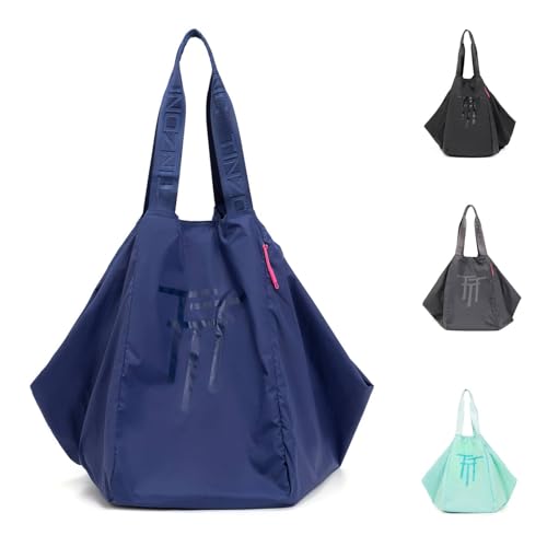 TINZONC Sporttasche für Damen, Slouch Tote Yogatasche für Mädchen, Reisen, Fitnessstudio, Yoga, Einkaufen, Blau, Einheitsgröße von TINZONC