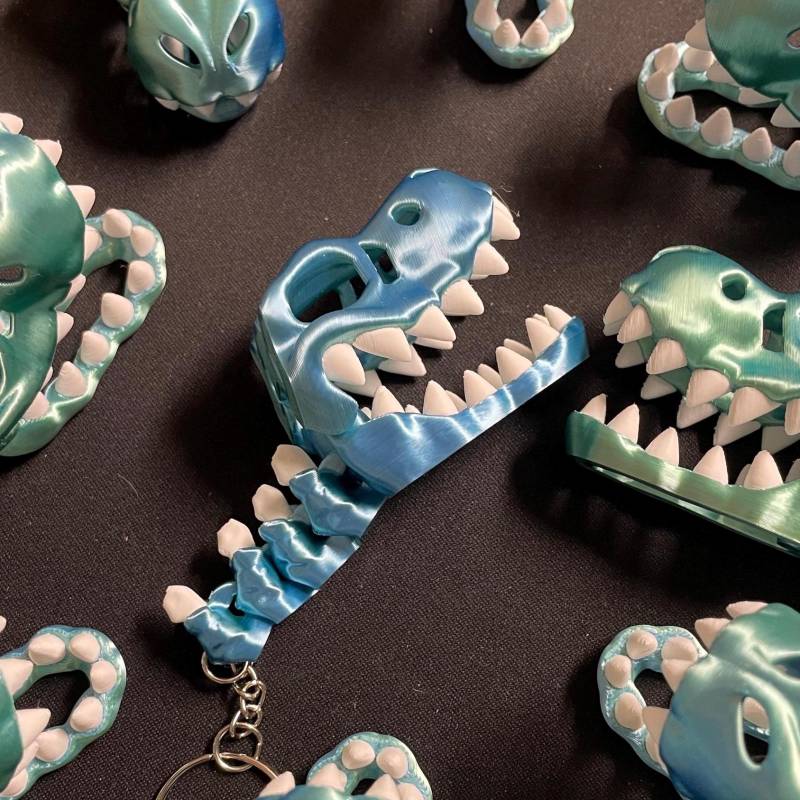 Skelett-T-Rex Schlüsselanhänger | Flexi Tyrannosaurus Rex 3D-Druck Beweglich Und Handgemacht Lustiges Geschenkidee Für Dinofans Skelett-T-Rex Schlüsselanhänger | Flexi Tyrannosaurus Rex 3D-Druck Beweglich Und Handgemacht Lustiges Geschenkidee Für Dinofans von TINart3D