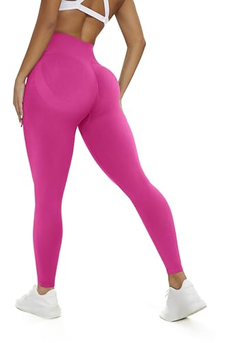 TIOKFLW Damen Sport Leggings Booty Scrunch Butt, Thermoleggins Mit Rocker-Vlies Mittlerer Bund, Blickdicht Leggins Lang für Gym Fitness Jogging, Seamless - Rosa L von TIOKFLW