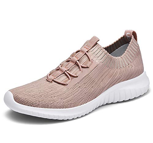 TIOSEBON Damen Laufschuhe sportlich Casual Mesh Schuhe Atmungsaktiv Leichtgewichtig Turnschuhe 38 EU Aprikose von TIOSEBON