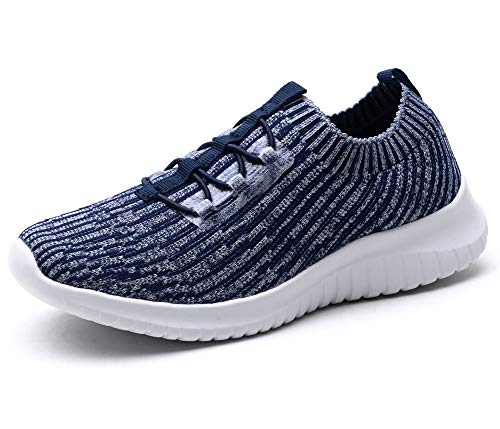 TIOSEBON Damen Slip on Sneaker, Leichte Turnschuhe Atmungsaktiv Freizeitschuhe Sportschuhe Walkingschuhe 40 EU Alles Marine von TIOSEBON
