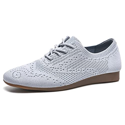 TIOSEBON Damen Oxford Halbschuhe Vintage Brogue Slipper Klassische Damenschuhe Maat 44 Hellgrau von TIOSEBON