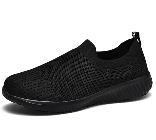 TIOSEBON Damen Slip On Sneaker Bequeme Memory Foam Laufschuhe Atmungsaktive Mesh Sportschuhe Leichte Arbeitsschuhe 38 EU Alles schwarz von TIOSEBON