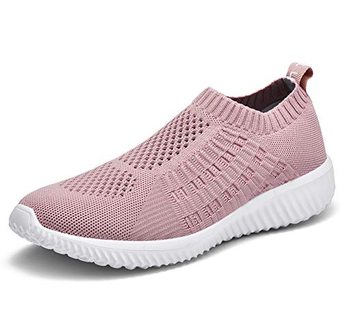 TIOSEBON Damen Slip On Laufschuhe Atmungsaktive Mesh Sportschuhe Leichte Bequeme Freizeitschuhe 39 EU Mauve von TIOSEBON