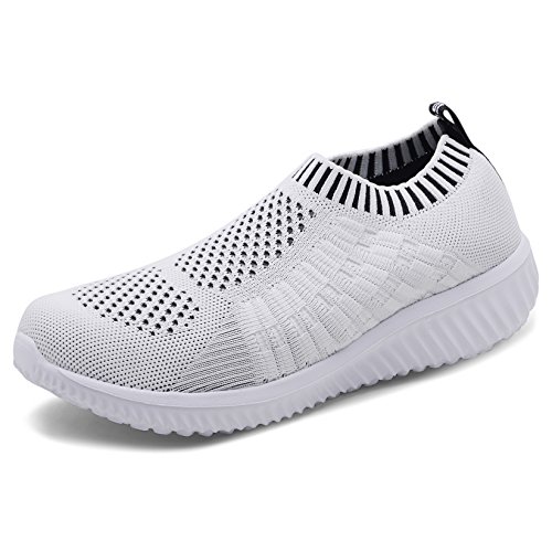 TIOSEBON Damen Sportschuhe Lässige Mesh-Walking-Turnschuhe - Atmungsaktive Laufschuhe 35 EU Weiß von TIOSEBON