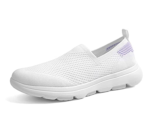 TIOSEBON Damen Turnschuhe Sportlich Slip On Gym Sport Turnschuhe Leichte Atmungsaktive Walking Tennis Schuhe 41 EU Weiß von TIOSEBON