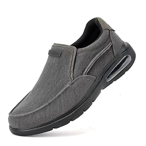 TIOSEBON Herren Canvas Slip-On Schuhe Lässige Leichte Komfort Luftpolster Slipper 42 EU Alles schwarz von TIOSEBON