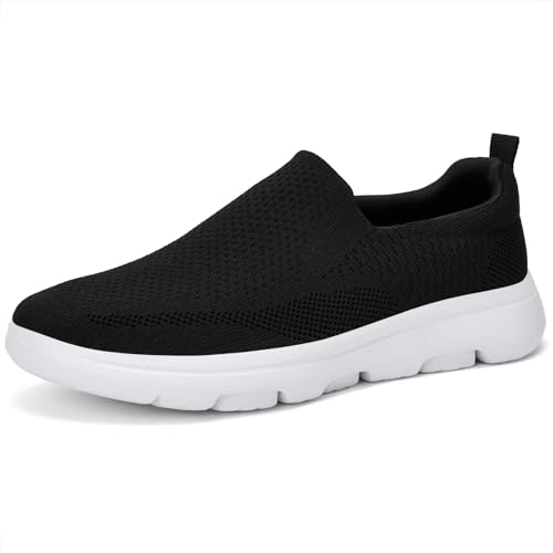 TIOSEBON Herren Schlupf-Loafers Bequeme Mesh Freizeitschuhe Leichte Walking Sneakers 45 EU Schwarz von TIOSEBON