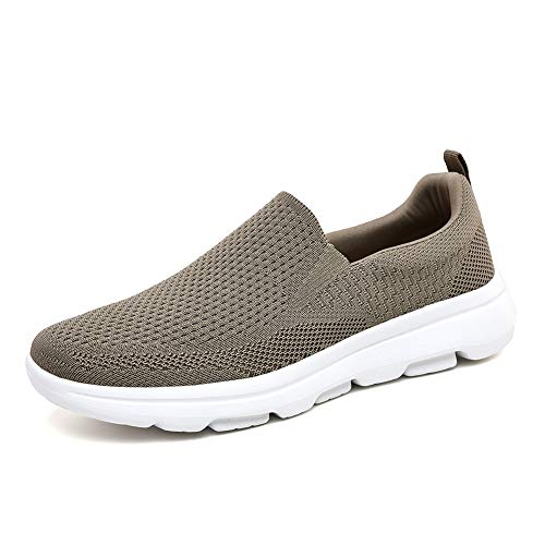 TIOSEBON Herren Schlupf-Loafers Bequeme Mesh Freizeitschuhe Leichte Walking Sneakers Khaki 42 EU von TIOSEBON